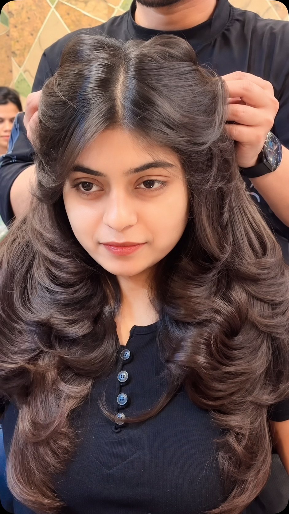 Soft layered curls styled by Rahul at The Jhansi Unisex Salon