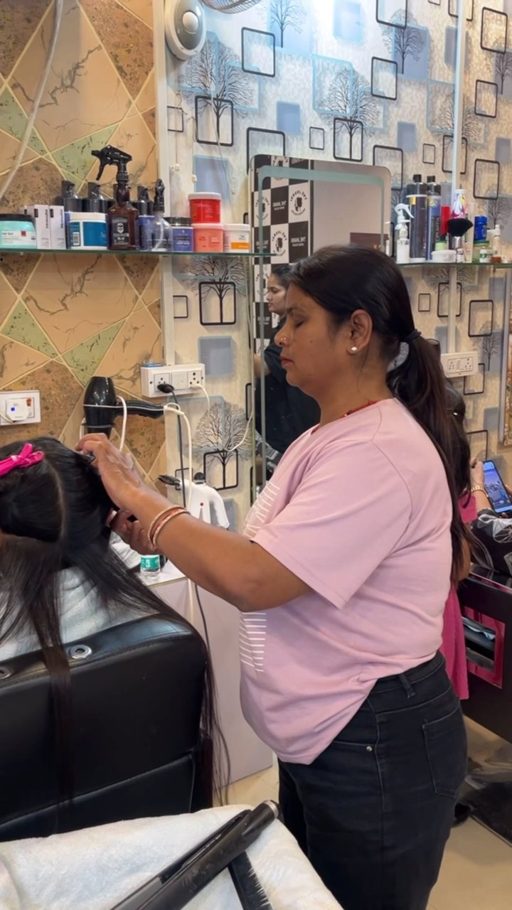 Hair treatment in progress at the salon
